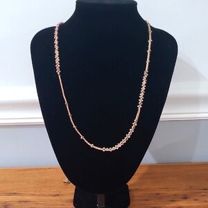 Chan Luu 41.5" Silver Studs On Crochet Woven Necklace Artisan Boho